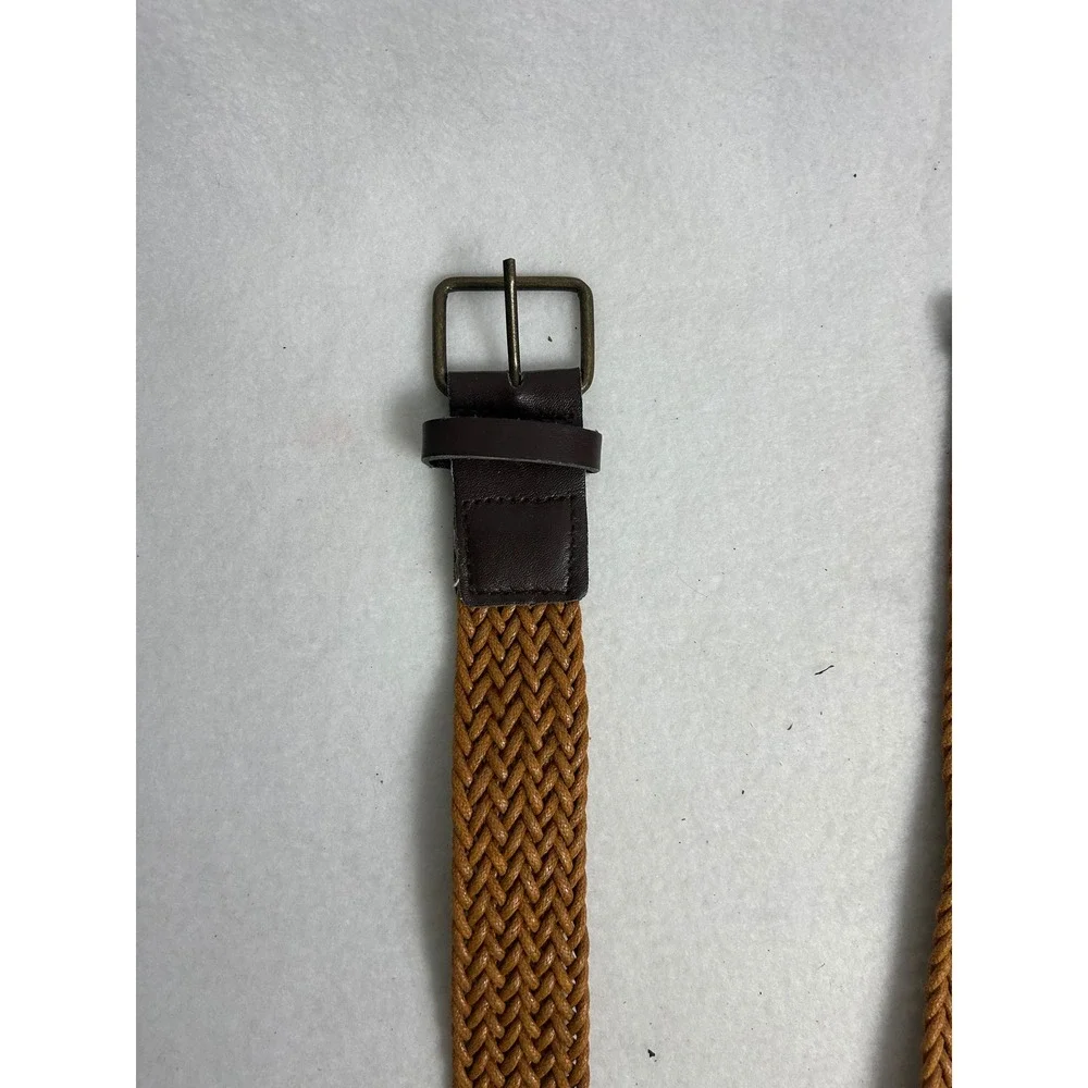 Boho Western Unbranded Women OS Tan Braided Woven Faux Leather‎ Trim Belt